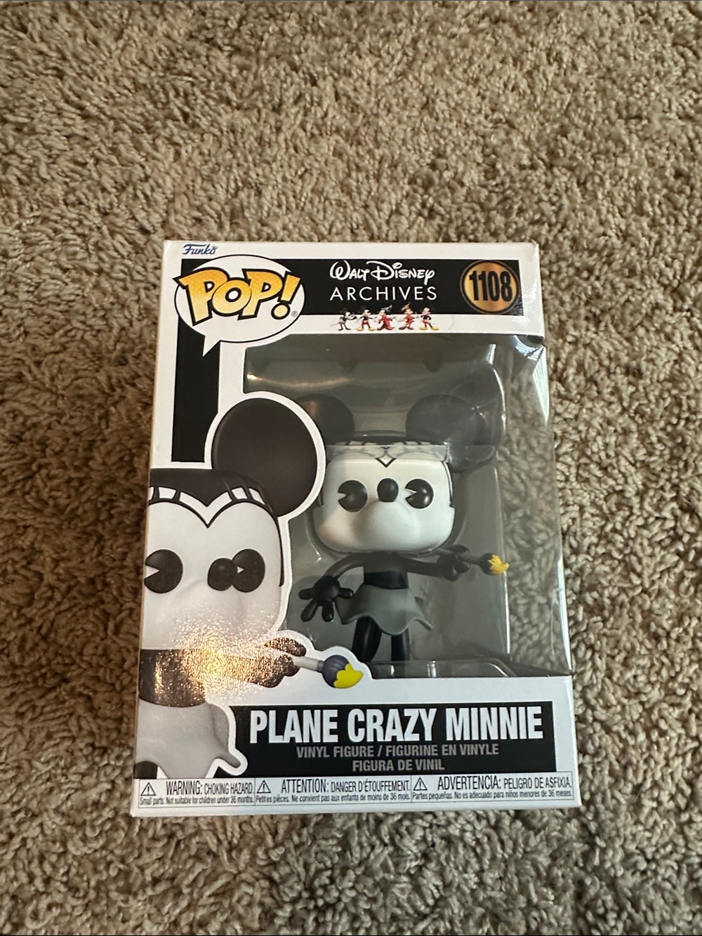 Funko Plane Crazy Minnie Pop! Vinyl - Black, White & Yellow Accents